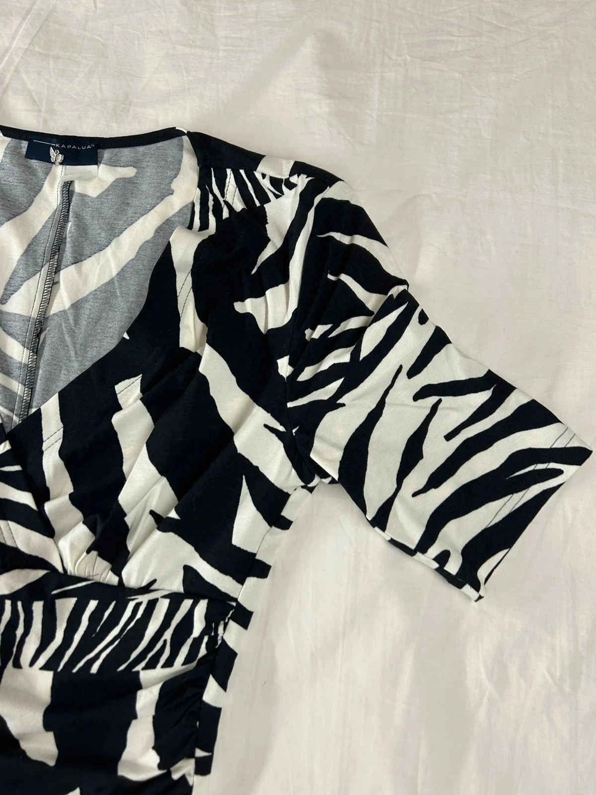 Lange kapalua-jurk van viscose met vintage zebrapatroon – photo 4